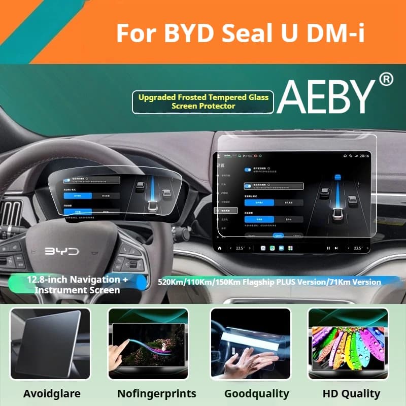 AEBY For BYD Seal U DM-i 2020-2025 Navigation Screen Tempered Glass Film, Dashboard Display Film Anti-Fingerprint Bubble-Free