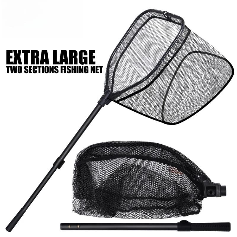 Aluminum Telescopic Collapsible Landing Net, Large Mesh Bag Portable Fish Catcher for Stream & Sea Angling