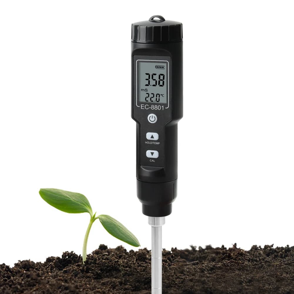 2 into 1 Soil EC/Temperature Meter LCD Display Portable Movable Digital Waterproofing Tester for Garden Planting Instruments