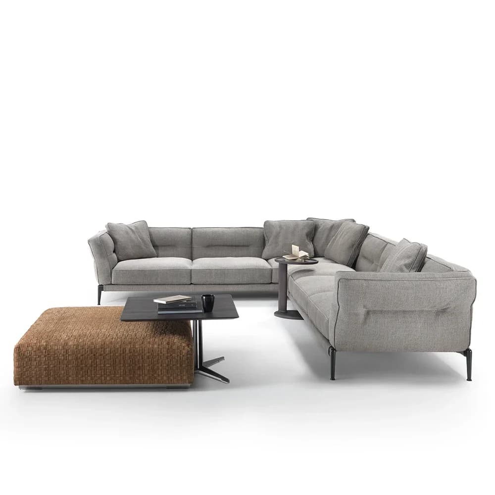Designer Fabric Bed Sofa  Italian L Shaped Corner Velvet Fabrics PU Leather Modern Style