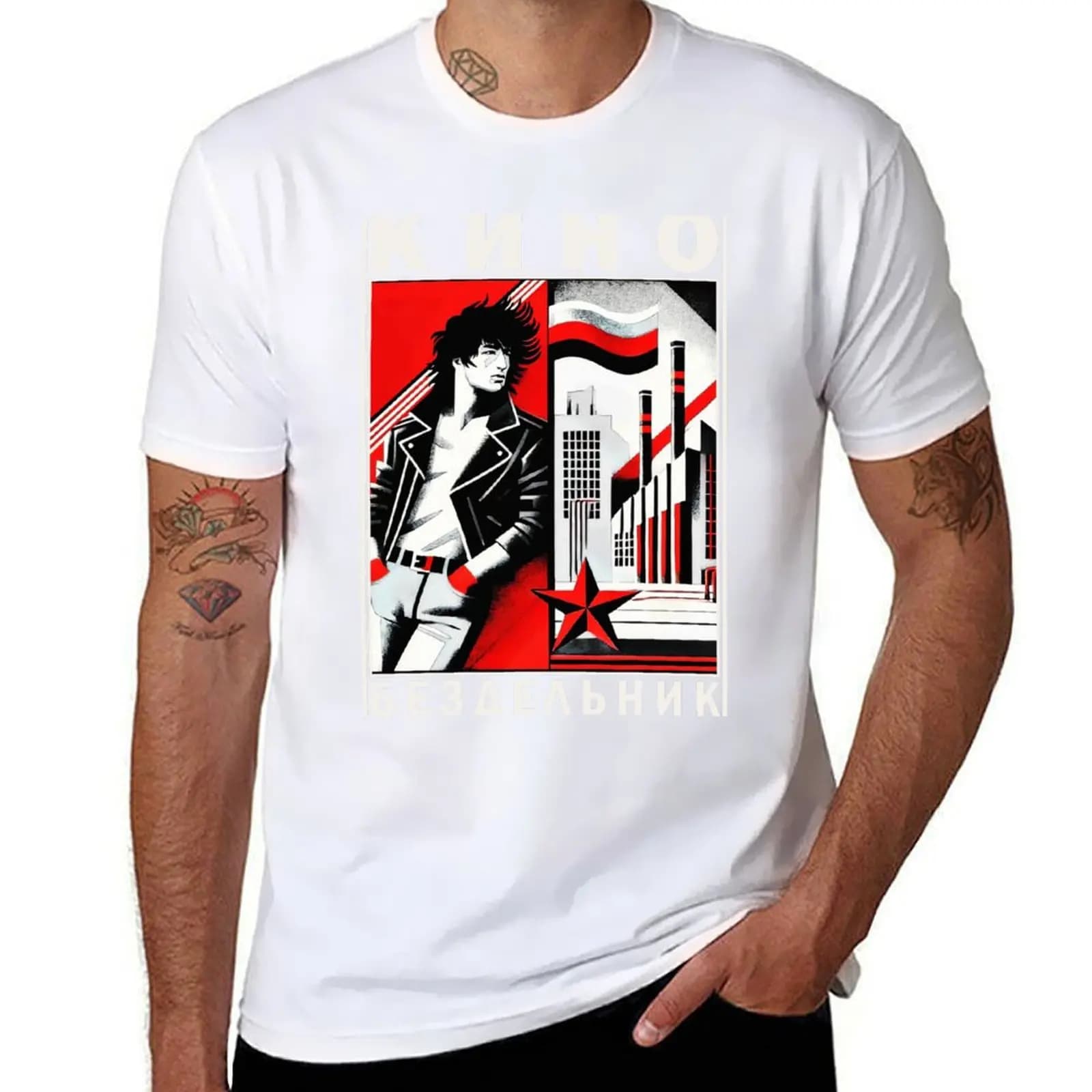 Kino (Кино) / Viktor Tsoi (Виктор Цой) Fan T-Shirt t shirt men 100% cotton luxury brand essential t shirt T-Shirt