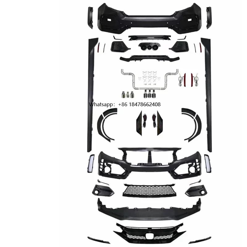 Type R Style Bodykit Suitable for 2016-2020 Tenth Generation Front Bumper Lip Whole Body Kit Front Lip Spoiler Car Bumper