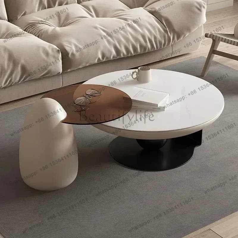 Safe Round Coffee Table Unique Designer Nordic Living Room Room Decor Creative Cute Side Table Storage