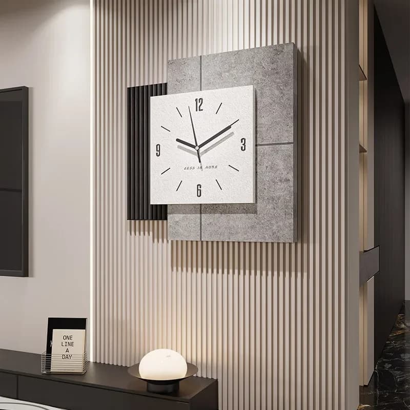 Minimalist Wall Clock Modern Design Living Room Decoration Silent Digital Clock Home Wall Art Clocks Abstract Sandstone Painting