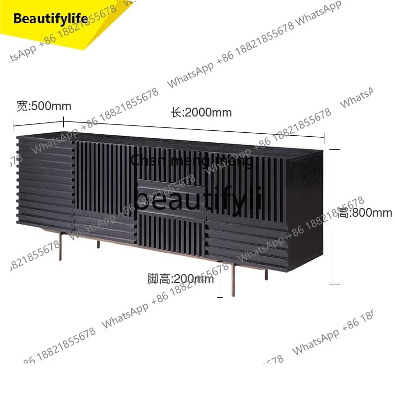 CC Italian black oak TV cabinet, side cabinet, Nordic creative storage decorative cabinet