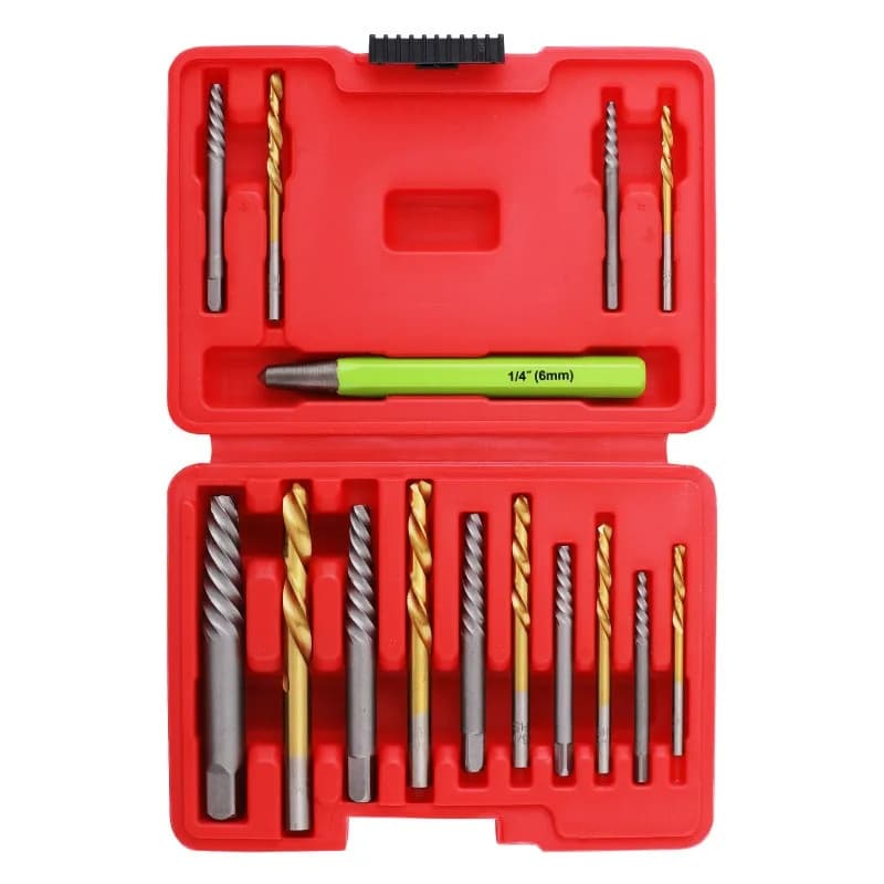 15Pcs Broken Screw Extractor Kit, Drill Bits For Rusted Stripped Fasteners Reverse Thread Removal Hand Tools