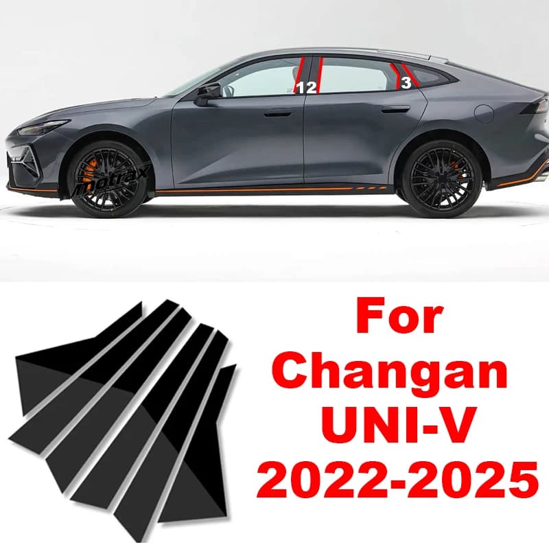 For Changan UNIV UNI-V 2022-2025 Car PC Window Decorative Cover Center Film B C Pillar Sticker Automotive Parts Accessories