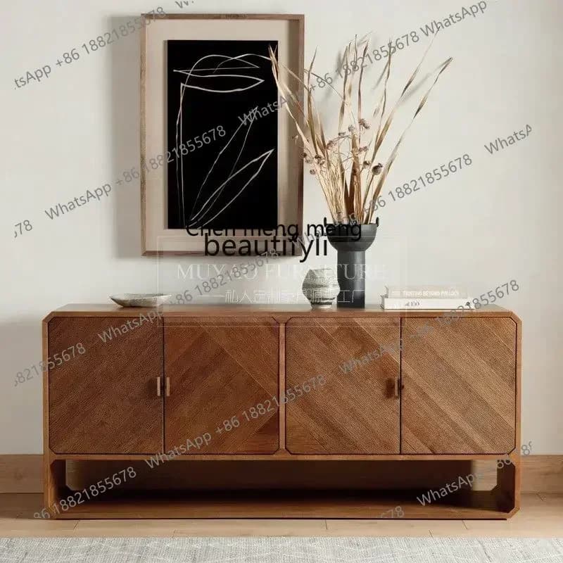 DD  American retro bedroom solid wood chest medieval storage entrance cabinet TV cabinet