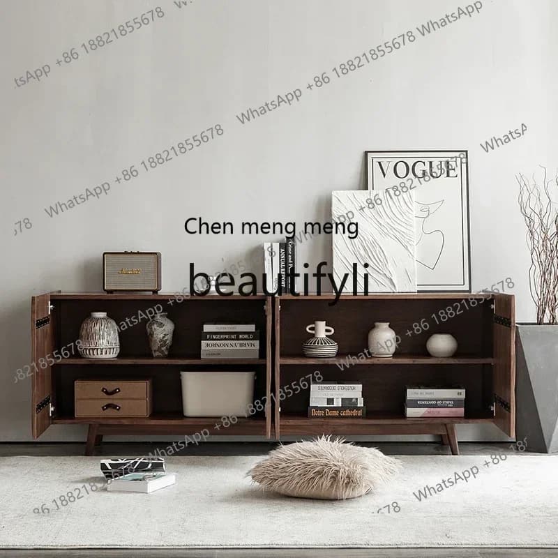 32All solid wood TV cabinet North American black walnut simple locker living room dining side cabinet