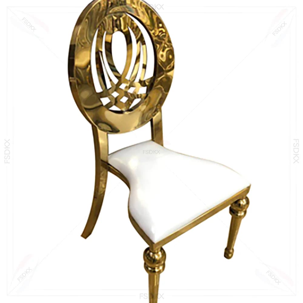 Wholesale Good Quality Customized Gold Plating Round Back Plating Metal Dining Restaurant Banquet Hall Wedding Chairs for Events