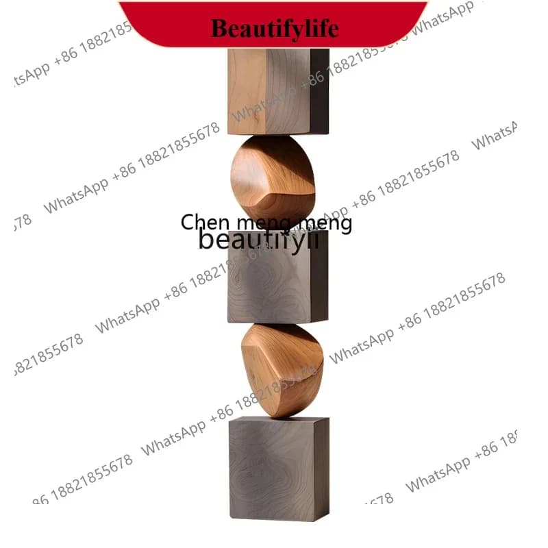 D178 yh Endless Pillar Designer Hotel Solid Wood Sculpture Art Floor Ornament Entrance Ornament