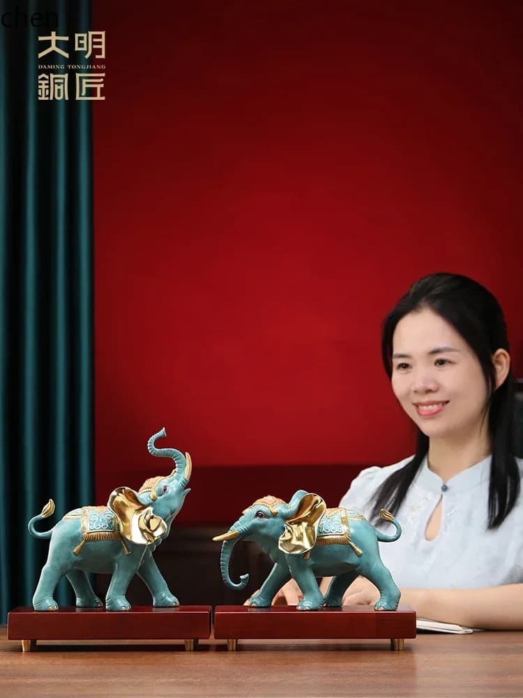 DSAElephant Ornaments Pair for Living Room Entrance Office Decorations