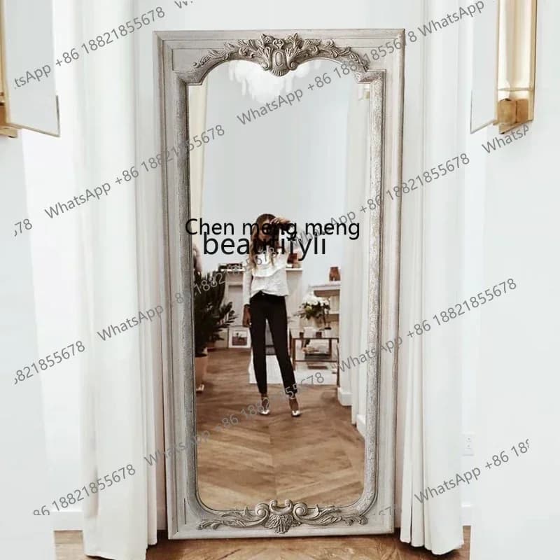 cn8617 ss New style NQ European-style entrance retro wall-mounted  background wall carved decorative mirror French dining room s