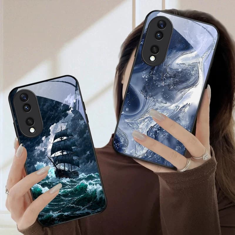 Sea storm small sailboat For Honor Magic 4 5 6 Pro 7 X6 X9c X9 X6b X8 X9b X5b X8b 30 Pro+ 50 Pro 70 90 200 Lite Glass Phone Case