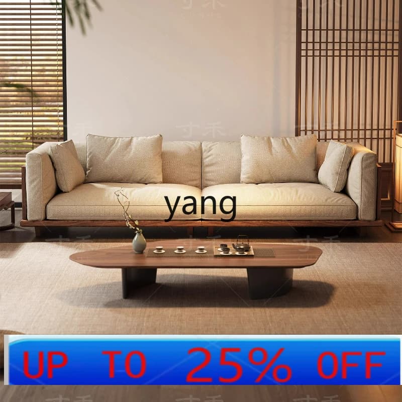 LTT Song-style aesthetics solid wood cotton and linen sofa small apartment new Chinese-style living room home