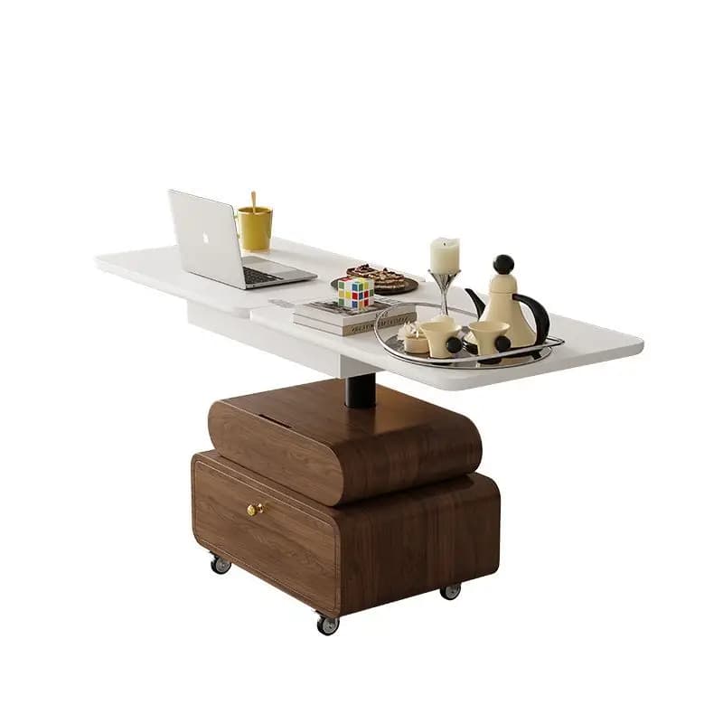 Retro solid wood coffee table dining table small apartment lifting living room