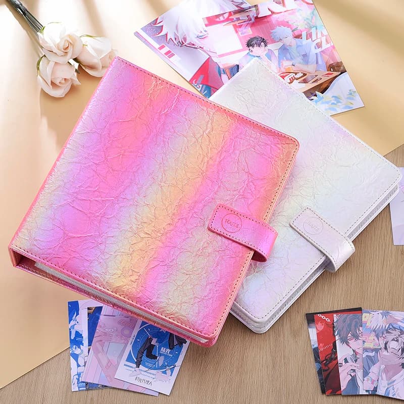 Premium Gradient Laser A5 Magnetic PU Leather Binder Album, Photocard Holder for K‑Pop Photocards Polaroid Postcard Collection S