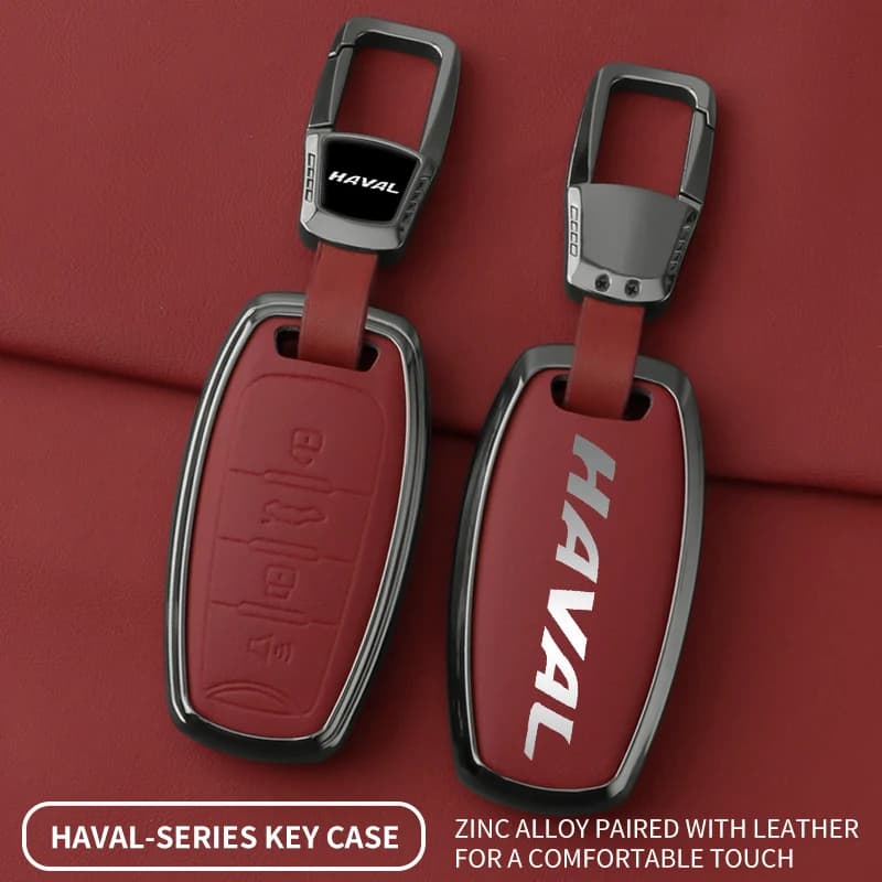 Car Alloy Leather Key Case Cover Shell For Haval Jolion H6 Dargo F7 H9 2015 2021 2022 2023 Protector Keychain Car Accessories