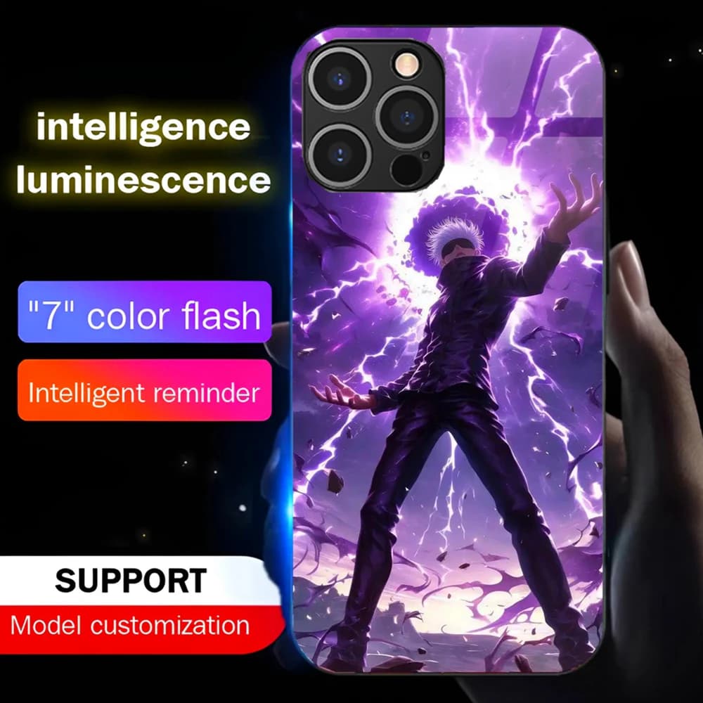 Japan Anime Cartoon Led Light Phone Case Call Flash Glitter Cover For Samsung S25 S24 S23 S22 S21 S20 FE Note 10 20 Plus Ultra