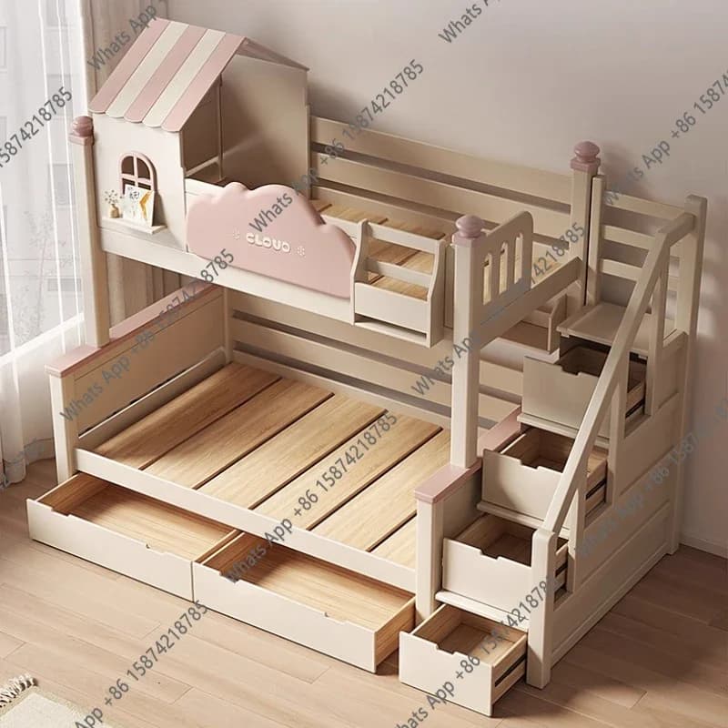 M A 120x200 135x200 150x200 160x200 Cm Home Pink Bunk Bed 2 People Double Beds With Mattress Bedroom Beds Loft Bed Bedroom Furni