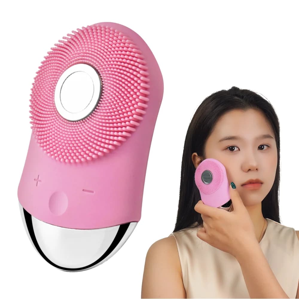 Portable Electric Silicone Facial Cleansing Brush IPX7  Sonic Vibration Massager Pore Cleaner Head Nose Cleaning