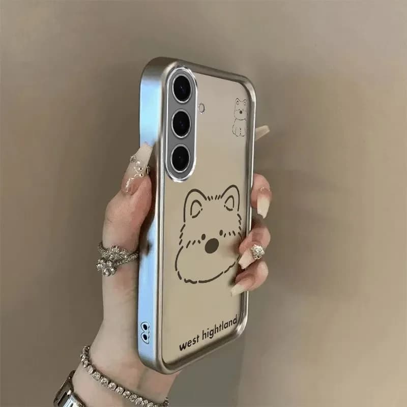 Cute West Highland Terrier Dog Phone Case for Samsung Galaxy S25 S24 S23 S22 Ultra A55 A35 A25 Shockproof Cover