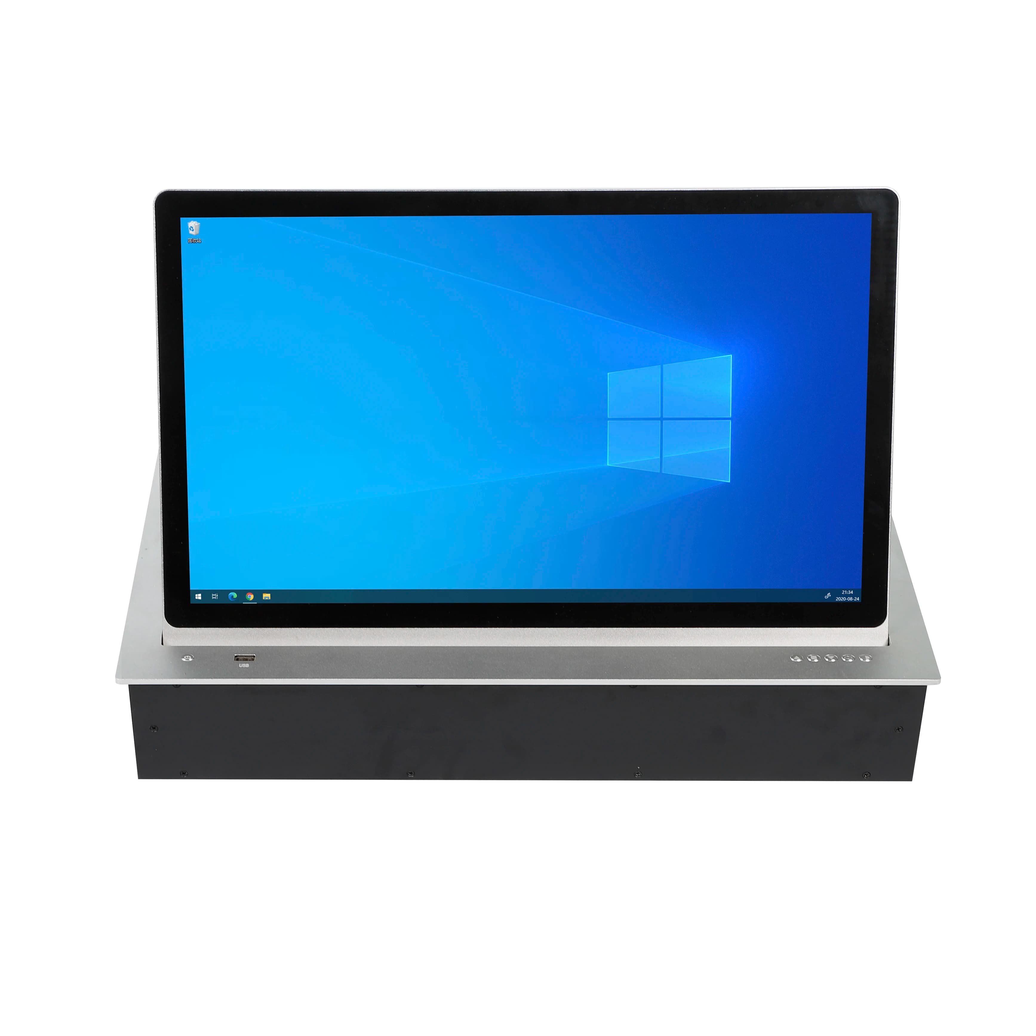 15.6-23.8 Inch Touch Screen LCD for Monitor Lift Paperless Translation System Hidden Pop-up Conference Table for Meeting Ro