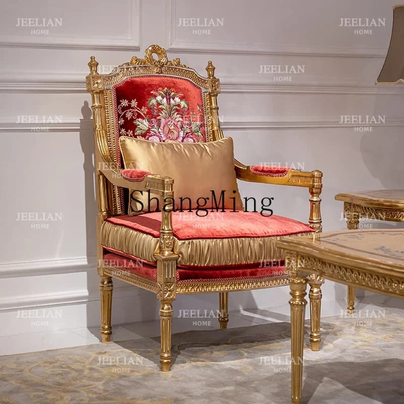 SM high-end luxury hand-carved gold foil furniture villa living room fashion fabric sofa
