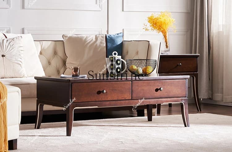 American living room small apartment edge few modern simple cherry wood locker furniture  FT