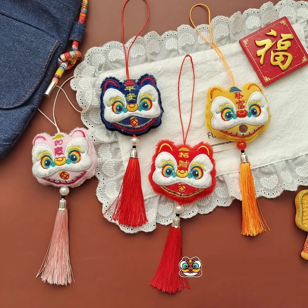 Chinese Style Lion Dance Tassels Pendant Year of Horse Awakened Lion Lion Dance Keychain Traditional Lucky Chinese New Year Gift