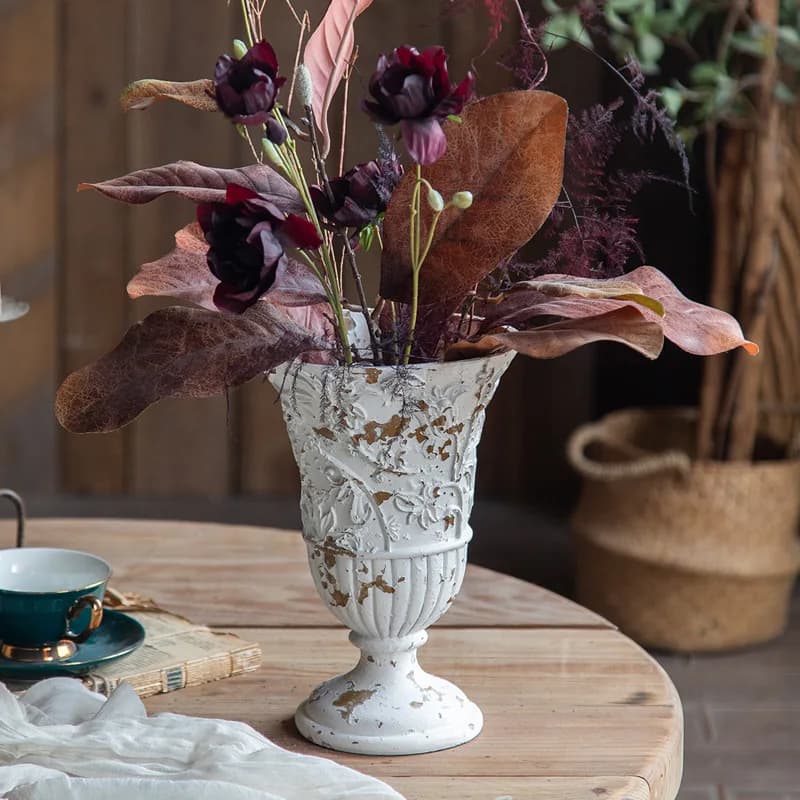 French Vintage Old Vase, European Carved Flower Crafts Ornaments, Wedding Studio Shooting Props, Home Decorations