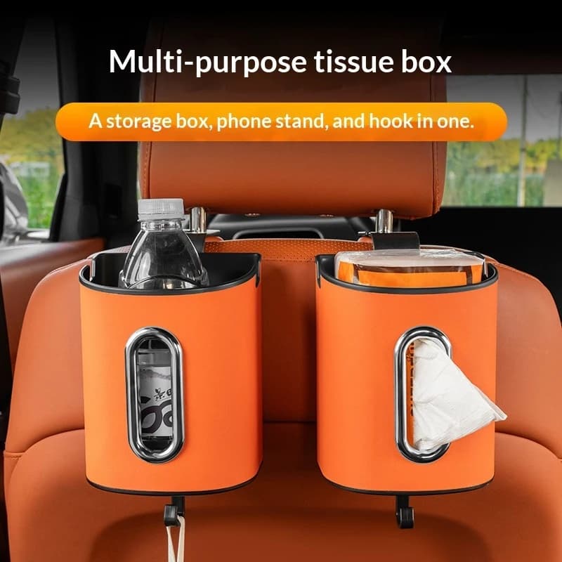 Car Door Seat Back Multifunctional Storage Box Tissue Holder Trash Can Auto Interior Decoration Organizer