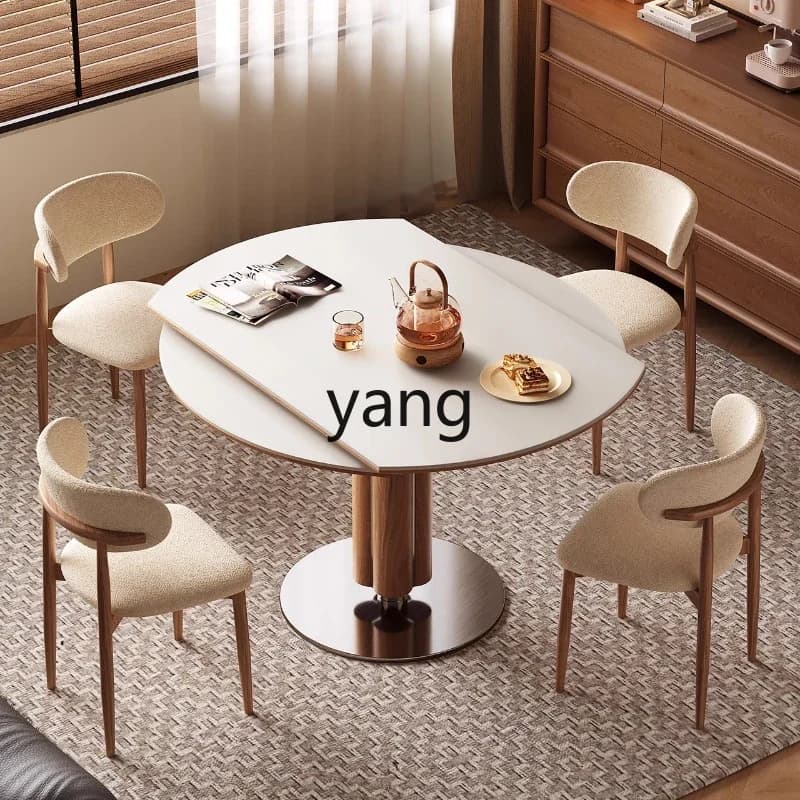 LMM Rock Board Home Convertible Round Table High-End Folding Dining Table
