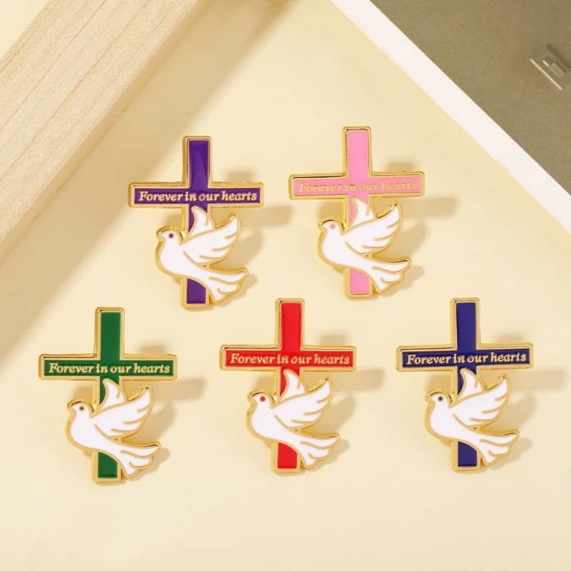 New Hot Creative Peace Dove Design Brooch Cartoon Ribbon Shape Enamel Alloy Badge Gift Pin DIY Clothing Bags Hat T-shirt Unisex