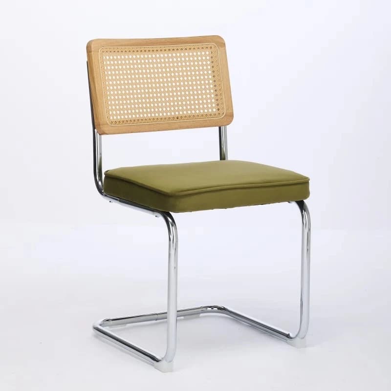 Velvet Decorative Chair Natural Rattan Backrest Leisure Chair