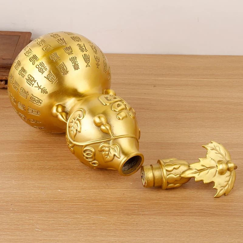 Brass Gourd Home Decoration Ornament Attracting Wealth and Fortune, Hollow Design for Living Room, Entryway, Office,