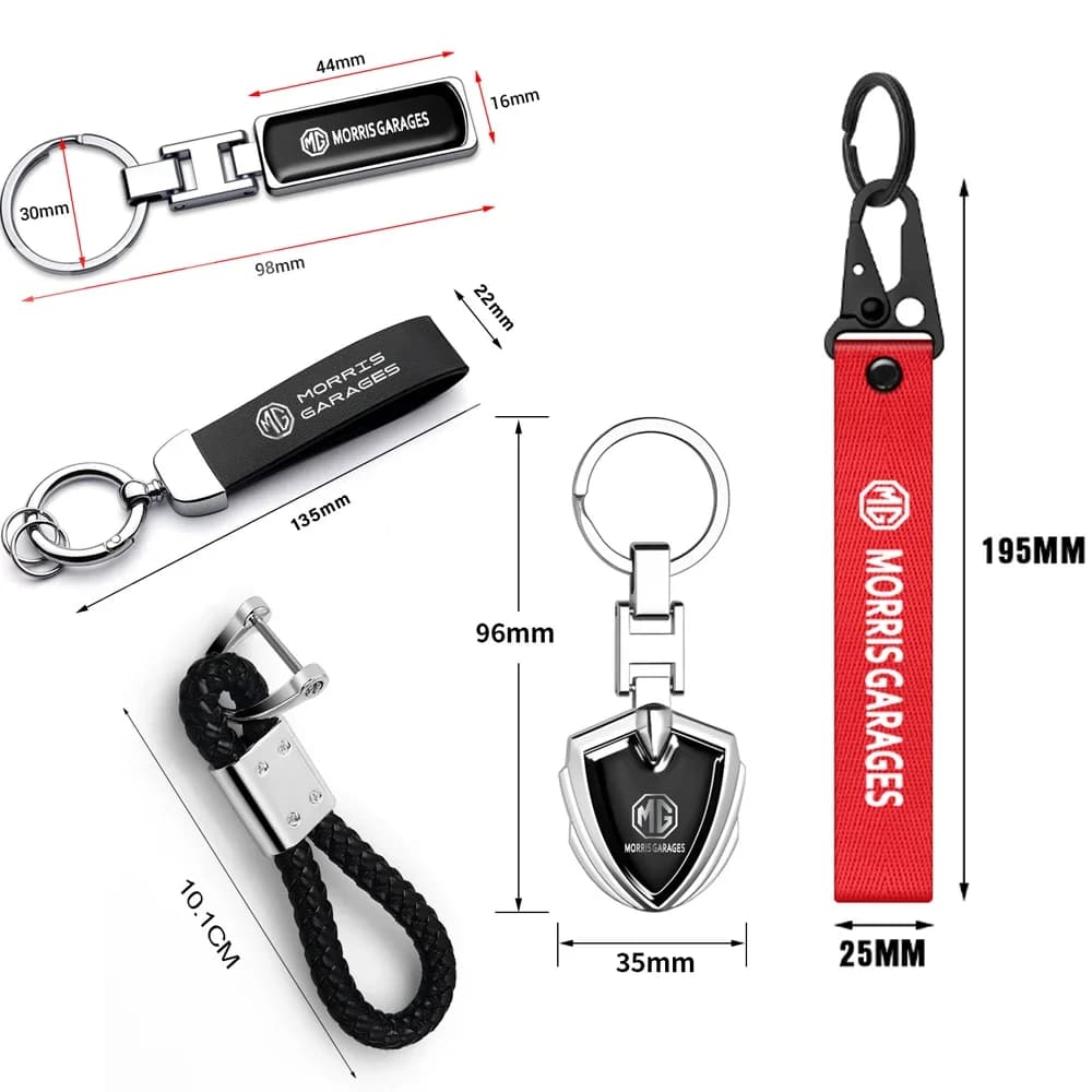Metal Leather Car Logo Keychain Holder Key Ring for MG ZS 5 7 Cyberster MG4 EV ES5 HS EHS MG3 MG5 MG6 MG7 GT RX5 RX8 ZT