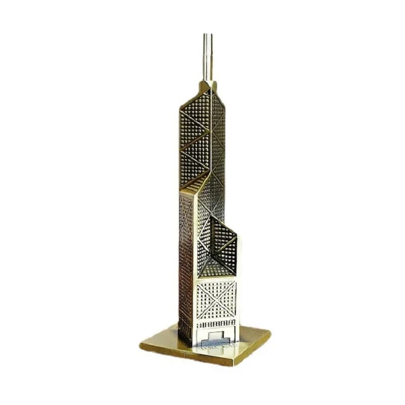 26cm High Bank of China Tower Hong Kong Tourism Metal Crafts Decoration Alloy Building Model Office Desktop Miniature Models