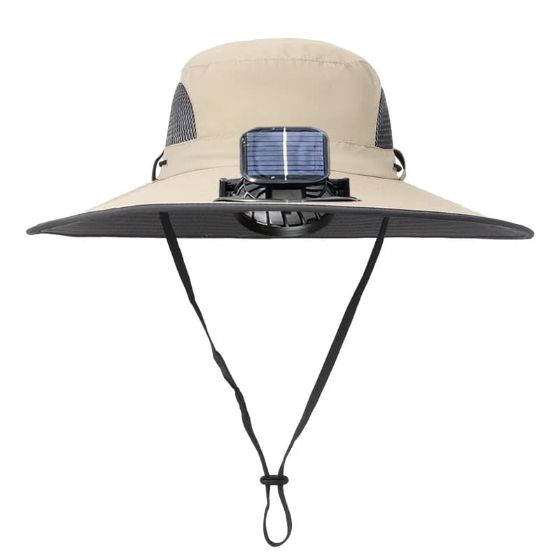 Solar fan hat high wind, hiking bucket hat