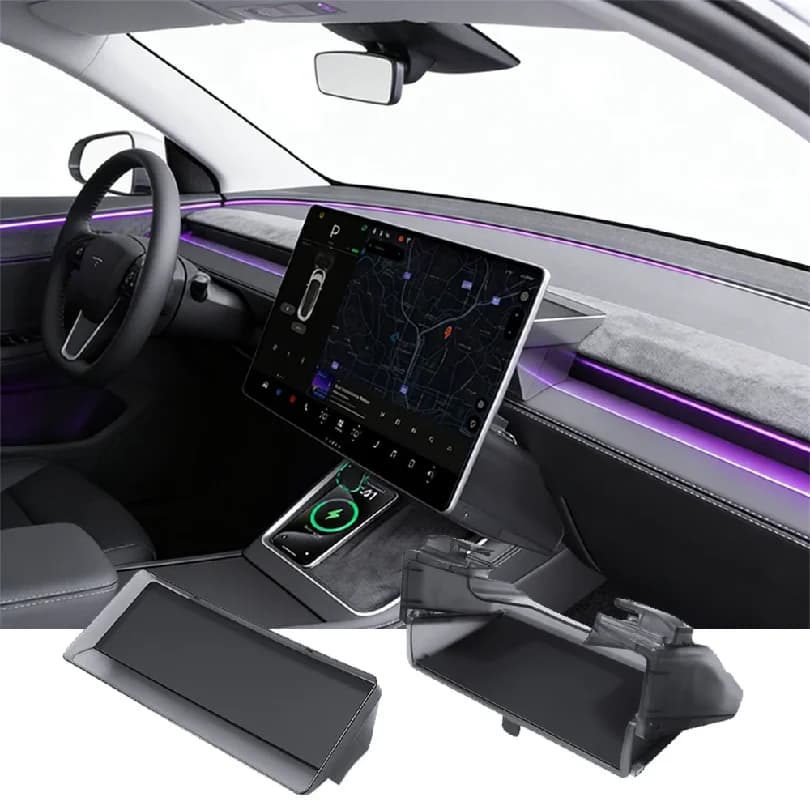 Magnetic Folding Under‑Screen ETC Hidden Storage Box For Tesla Model Y Juniper 2025‑2026 (15.4‑Inch Screen Only) Model 3 Highlan