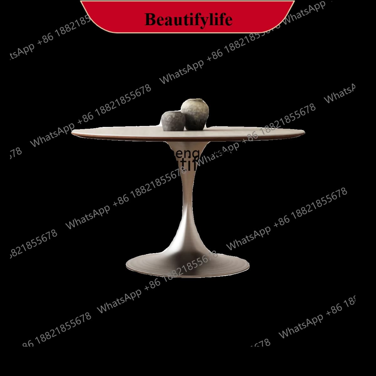 z183  Imported travertine rock slab round table medieval retro wind wabi-sabi French simple, household round dining table