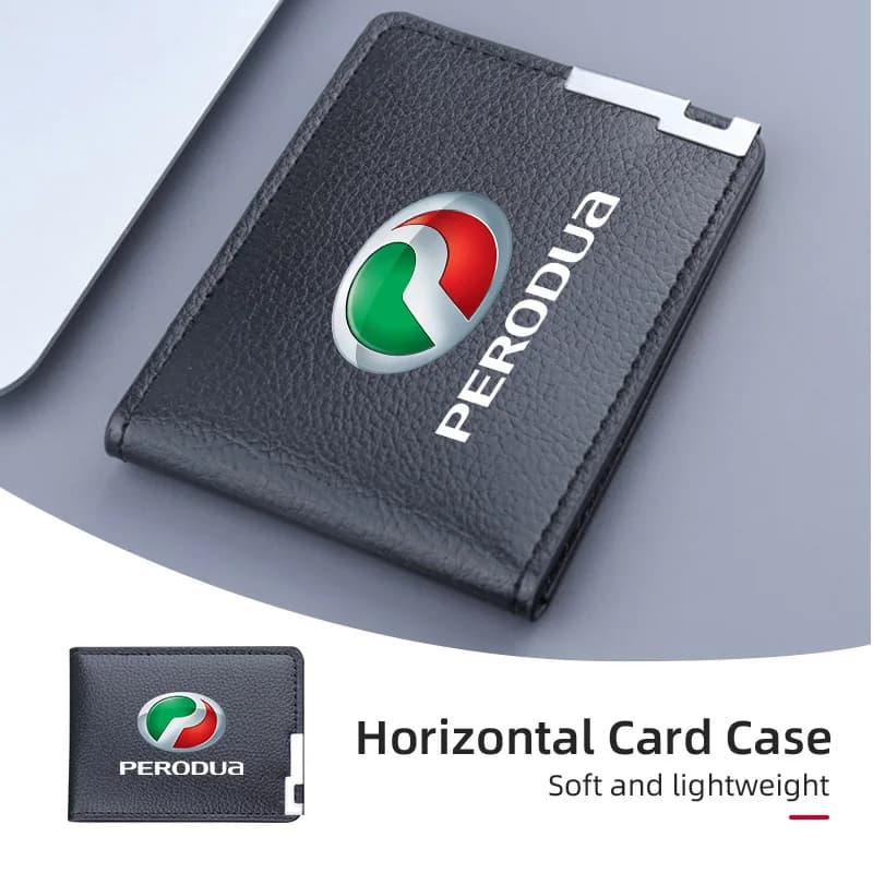 PU Leather Car Credit Card Holder Wallet Coin Purse Auto Accessories For Perodua Myvi Axia Alza Kancil Rusa Kembara Kenari