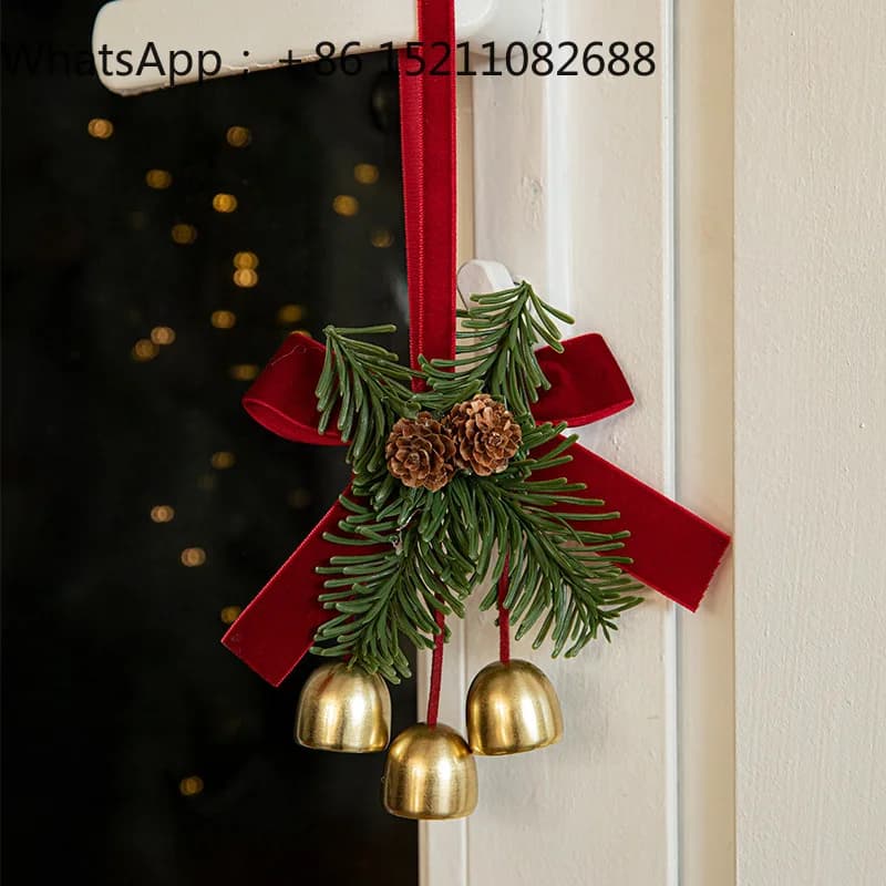 LLY Christmas pendant small bell velvet bow Christmas tree pine cone scene arrangement supplies decorative small pendant