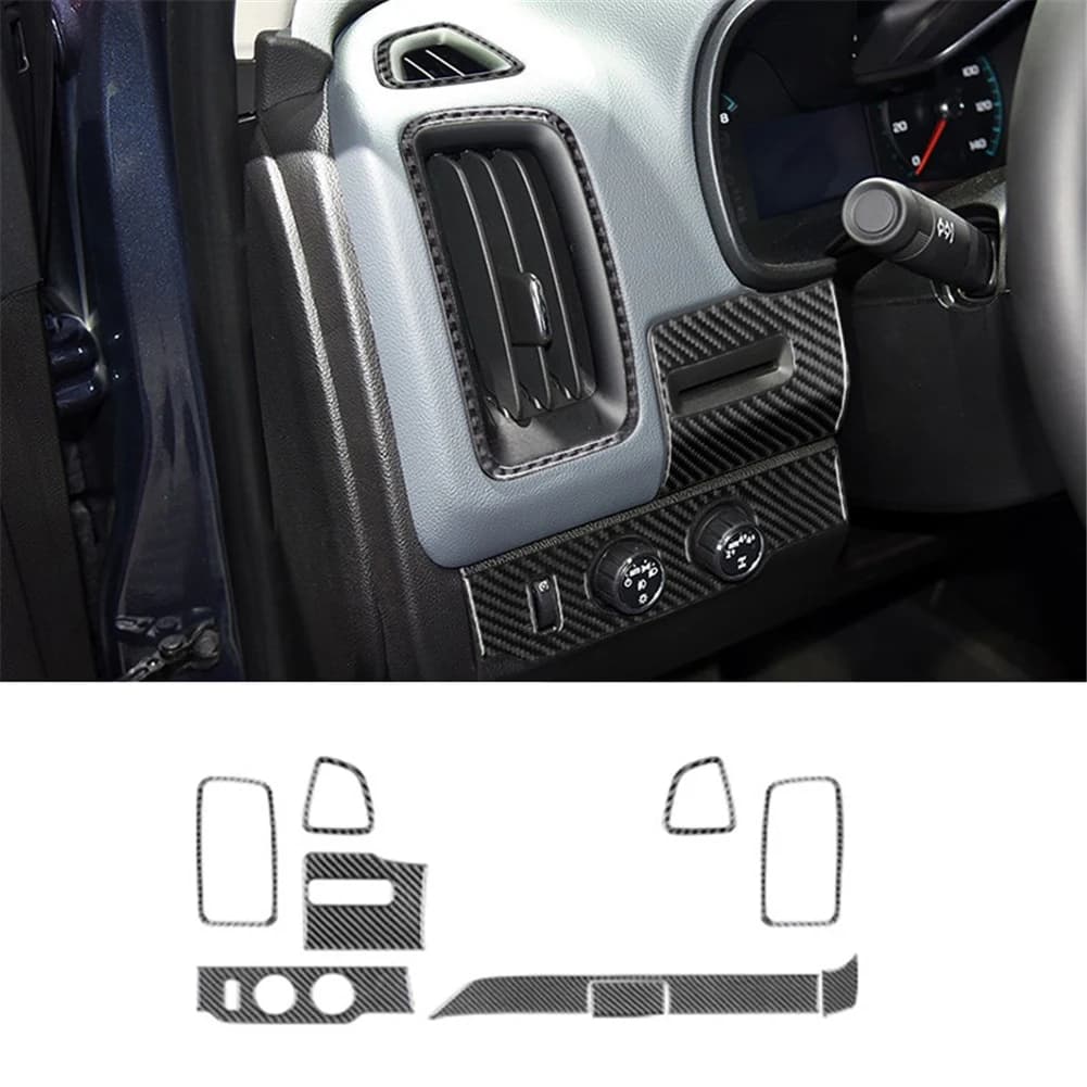 9Pcs/set Car Interior Instrument Decoration Carbon Fiber Sticker For Chevrolet Colorado GMC Canyon 2015-2022