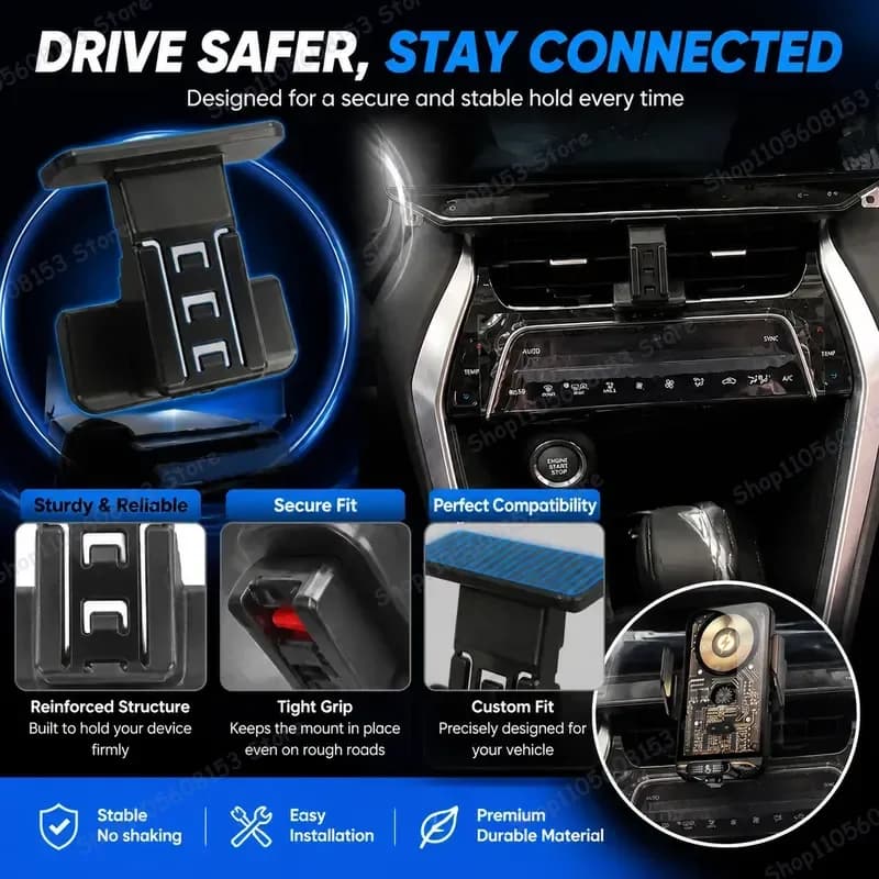 For Toyota Harrier Venza 2021 2022 2023 2024 XU80 Car Phone Mount with Fast Charging GPS Navigation Holder Adjustable