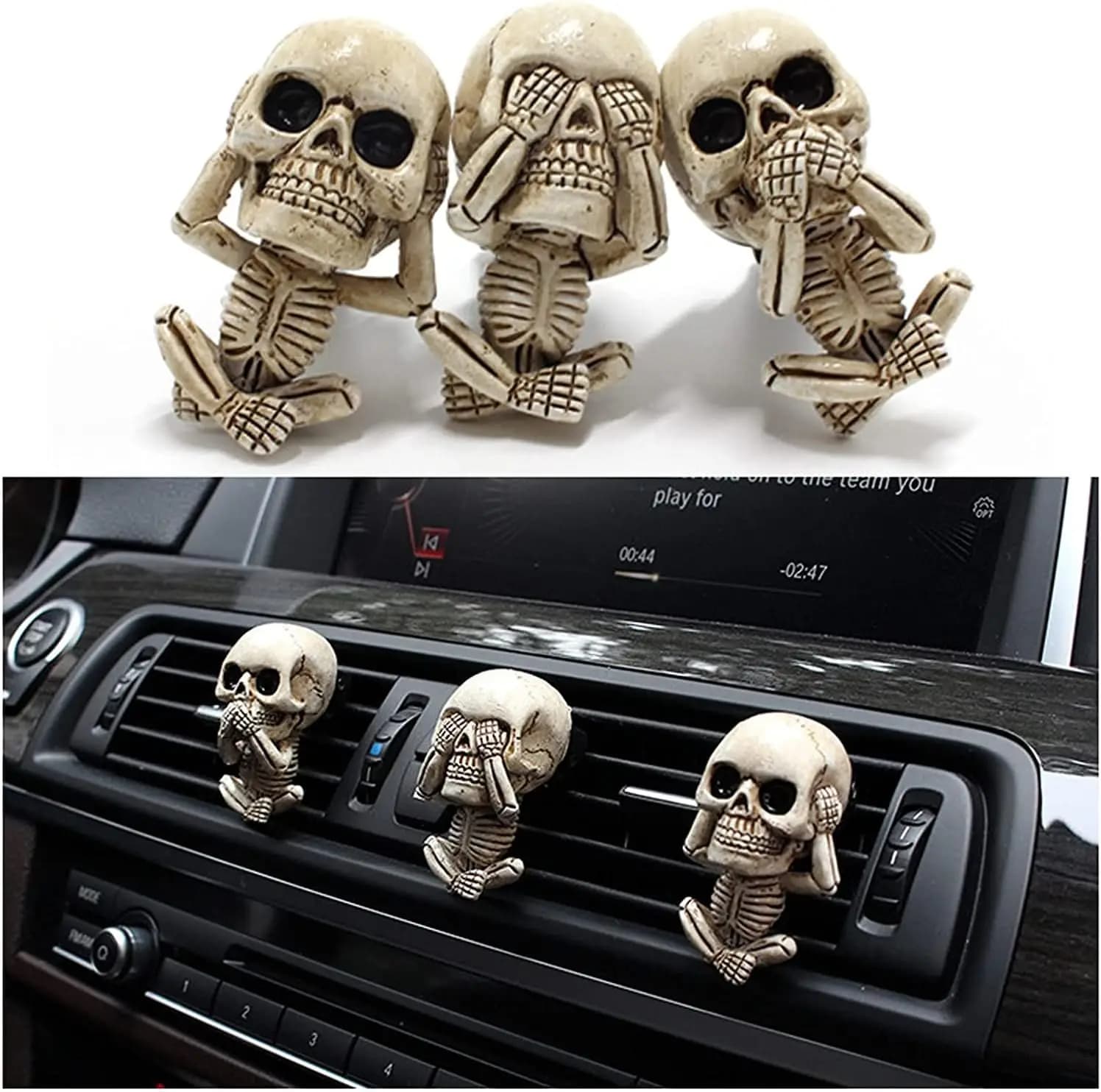 (Set of 3)Skull Decor Car Air Freshener Vent Clip Goth Truck Interior Accessories for Men Women Teens Stuff