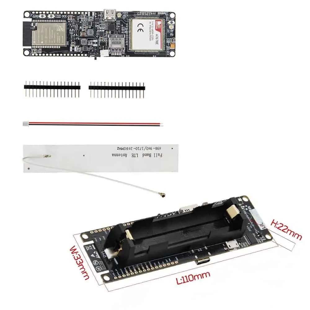 4G LTE Development Board A7670E Module MCU32 Wi-Fi BT TF Card Slot GSM with 18650 Battery Holder IoT Communication Module