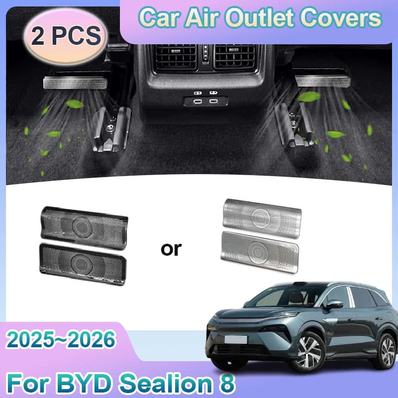 For BYD Tang L Accessories Sealion 8 2025 2026 Car Anti-blocking Backseat Under Seat Air Outlet Protection Auto Stainless steel
