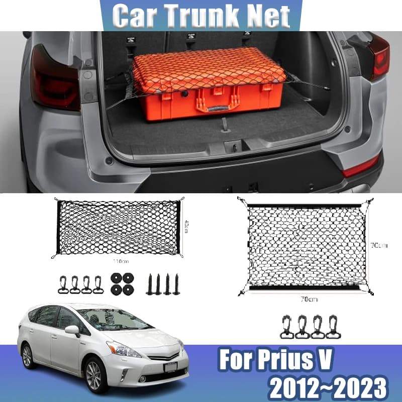 Car Trunk Net For Toyota Prius V α Prius Plus ZVW40 ZVW41 2012~2023 Trunk Seat Elastic String Net Storage Pocket Car Accessories