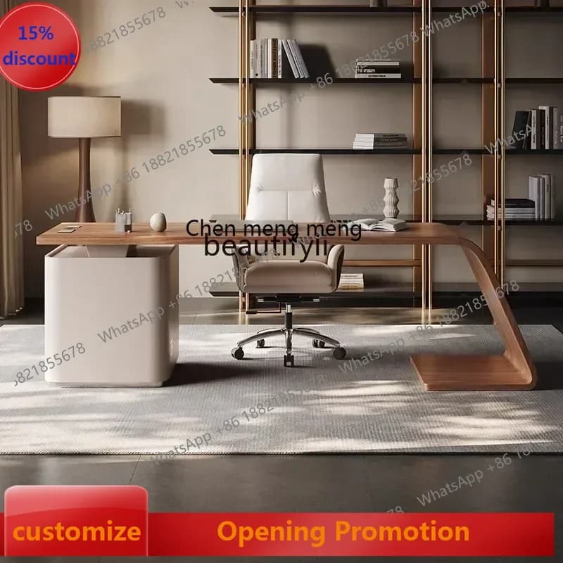ss7486 Medieval walnut solid wood desk household high-end light luxury computer desk desk New Light Luxury